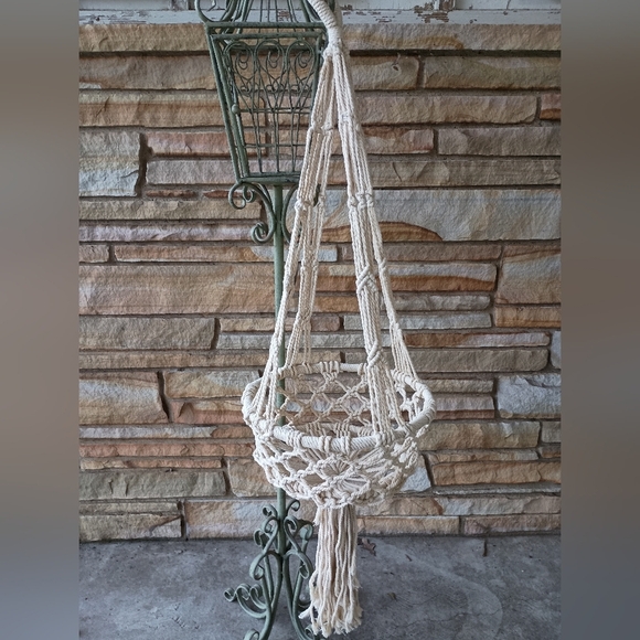Fab Habitat Hanging Macrame Boho Basket - Picture 1 of 8